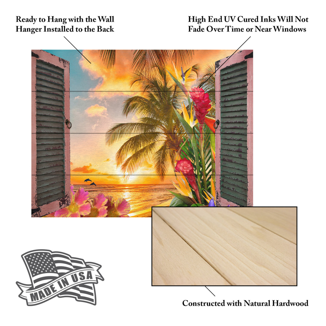 Wall Art 12 x 16 Inches Titled Window to Paradise II Ready to Hang Printed on Wooden Planks Image 5