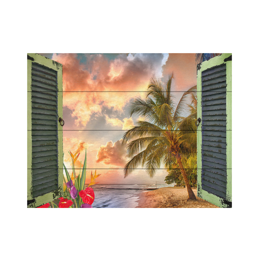 Wall Art 12 x 16 Inches Titled Window to Paradise IV Ready to Hang Printed on Wooden Planks Image 2