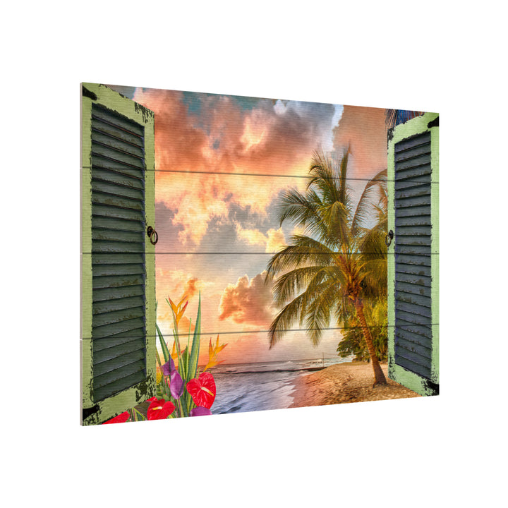 Wall Art 12 x 16 Inches Titled Window to Paradise IV Ready to Hang Printed on Wooden Planks Image 3