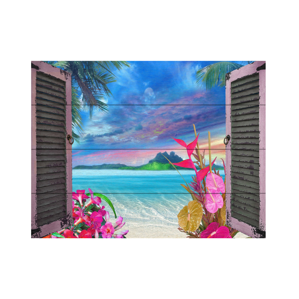 Wall Art 12 x 16 Inches Titled Window to Paradise VII Ready to Hang Printed on Wooden Planks Image 2