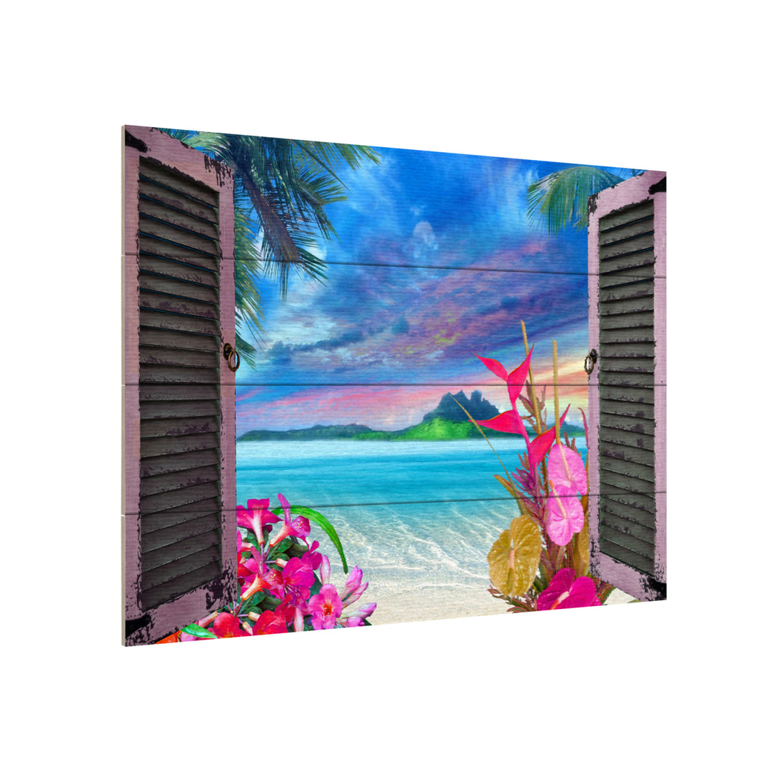 Wall Art 12 x 16 Inches Titled Window to Paradise VII Ready to Hang Printed on Wooden Planks Image 3