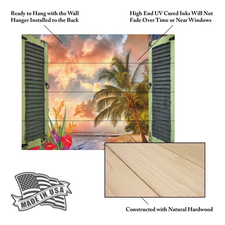 Wall Art 12 x 16 Inches Titled Window to Paradise IV Ready to Hang Printed on Wooden Planks Image 5