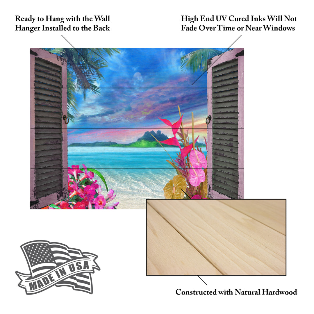 Wall Art 12 x 16 Inches Titled Window to Paradise VII Ready to Hang Printed on Wooden Planks Image 5