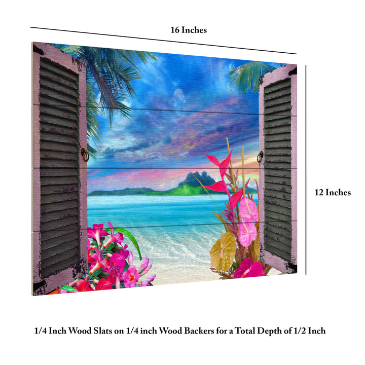 Wall Art 12 x 16 Inches Titled Window to Paradise VII Ready to Hang Printed on Wooden Planks Image 6