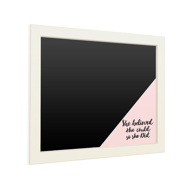 16 x 20 Chalk Board with Printed Artwork - She Believed She Could Pink White Board - Ready to Hang Chalkboard Image 2