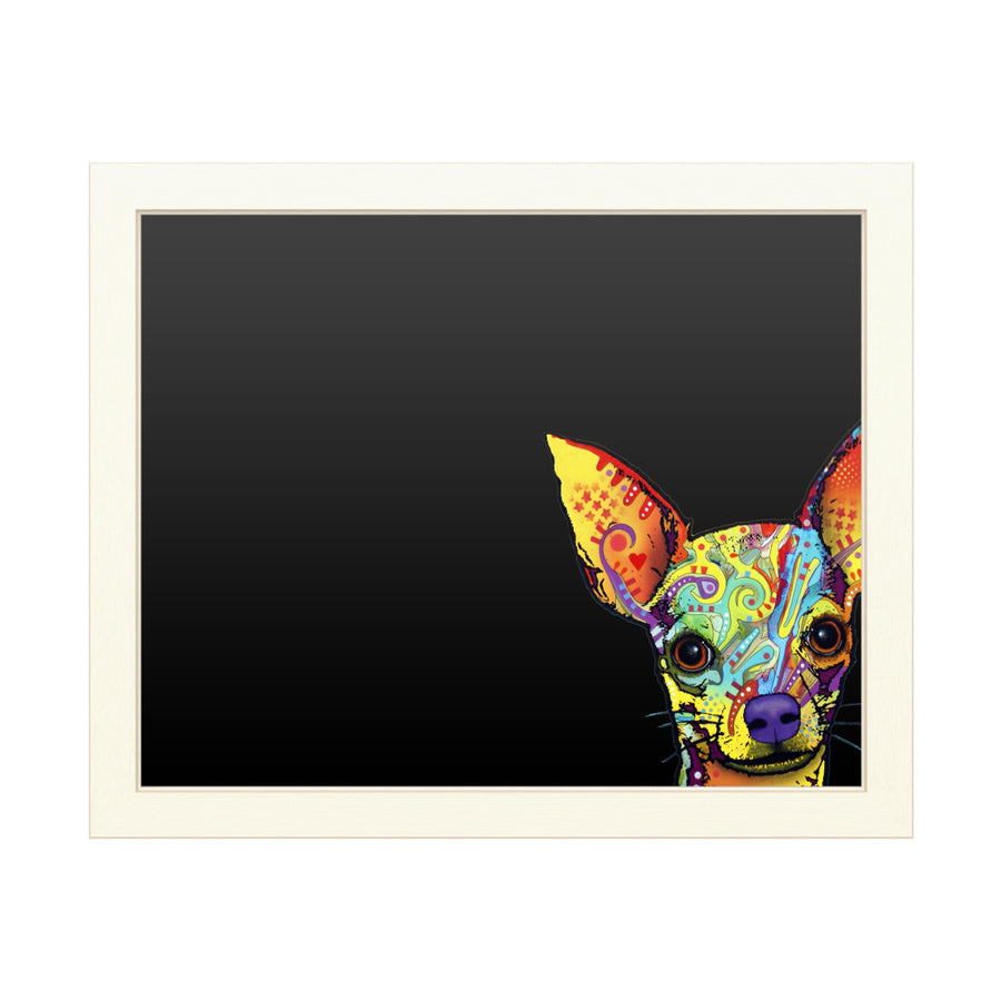 16 x 20 Chalk Board with Printed Artwork - Dean Russo Chihuahua White Board - Ready to Hang Chalkboard Image 1