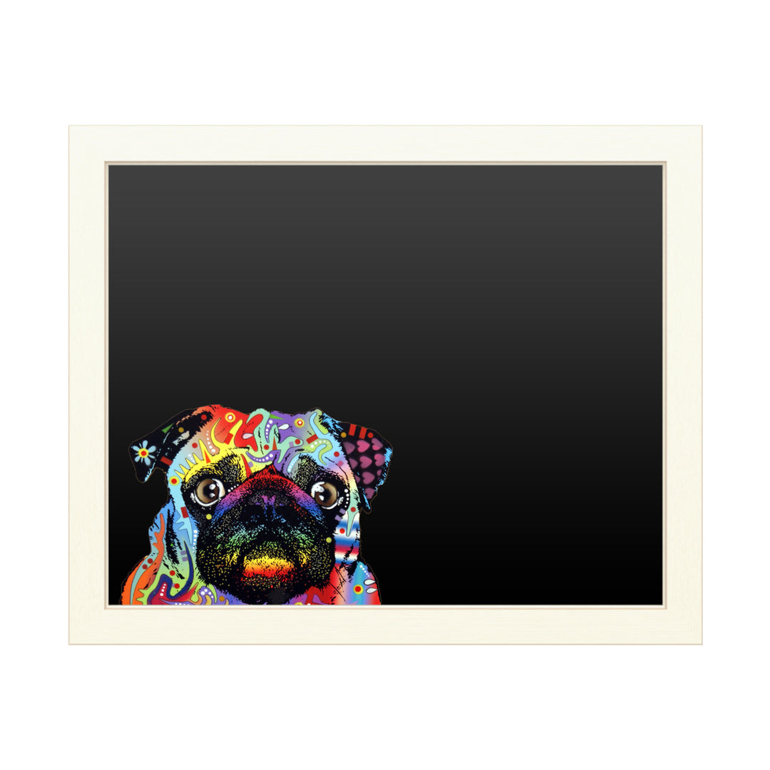 16 x 20 Chalk Board with Printed Artwork - Dean Russo Pug White Board - Ready to Hang Chalkboard Image 1