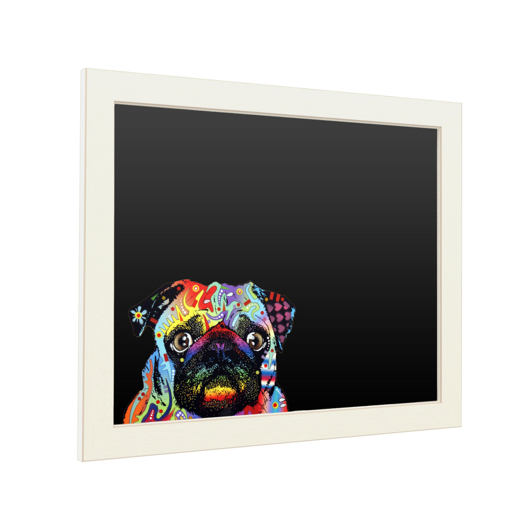 16 x 20 Chalk Board with Printed Artwork - Dean Russo Pug White Board - Ready to Hang Chalkboard Image 2