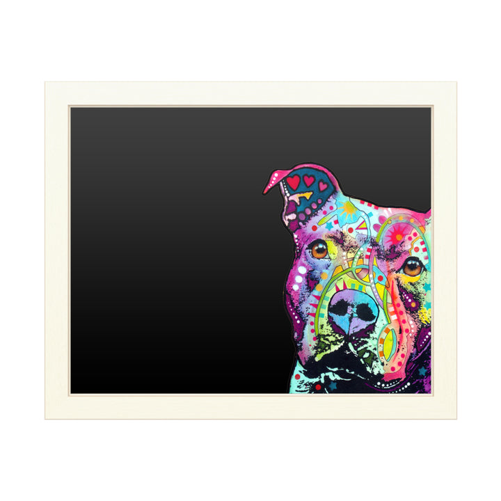16 x 20 Chalk Board with Printed Artwork - Dean Russo Thoughtful Pitbull White Board - Ready to Hang Chalkboard Image 1