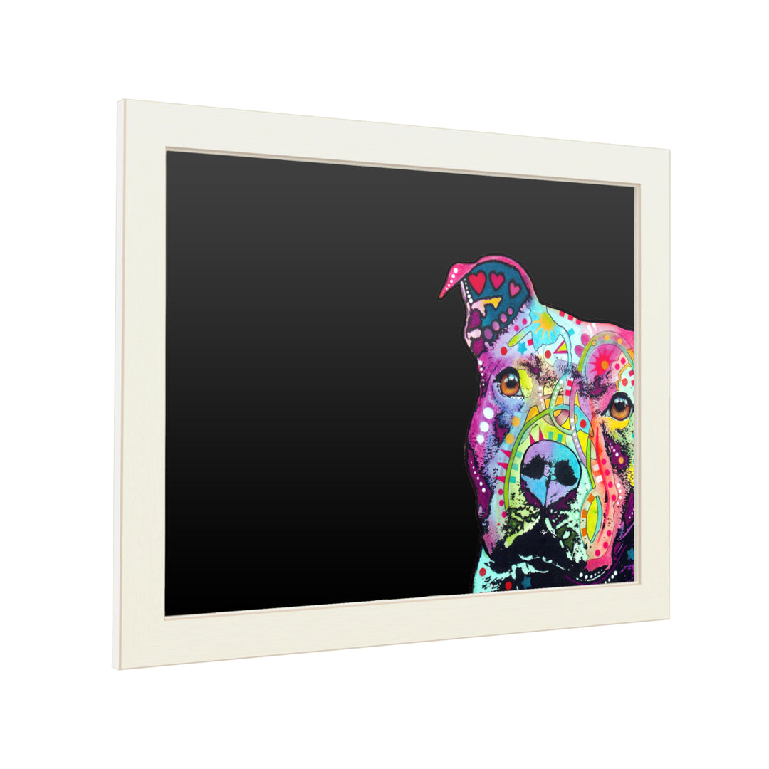 16 x 20 Chalk Board with Printed Artwork - Dean Russo Thoughtful Pitbull White Board - Ready to Hang Chalkboard Image 2