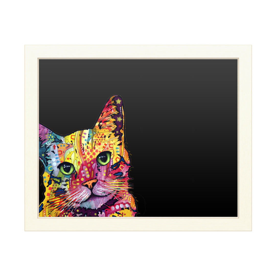 16 x 20 Chalk Board with Printed Artwork - Dean Russo Tilt Cat White Board - Ready to Hang Chalkboard Image 1