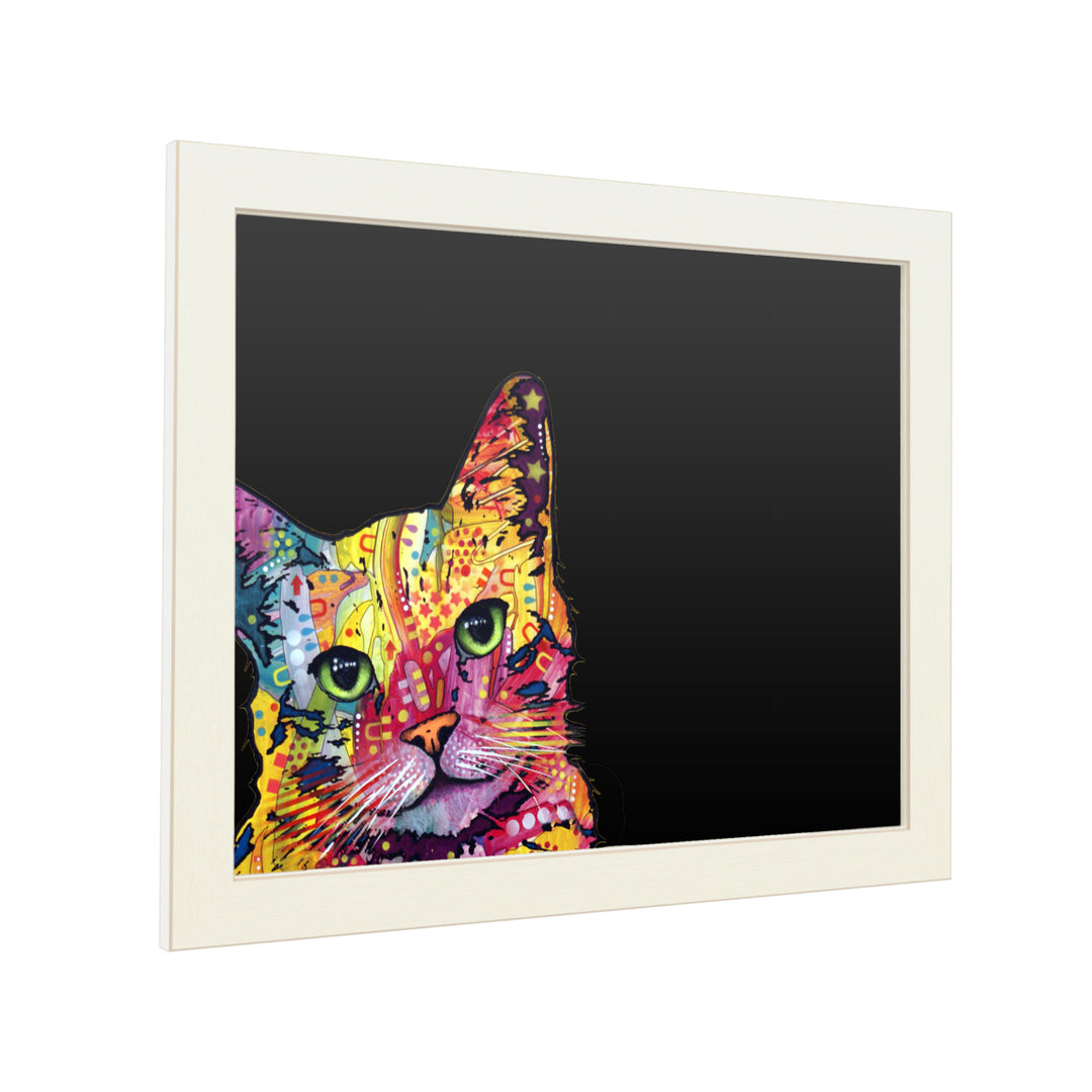 16 x 20 Chalk Board with Printed Artwork - Dean Russo Tilt Cat White Board - Ready to Hang Chalkboard Image 2