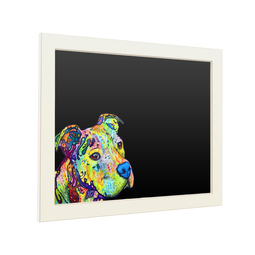 16 x 20 Chalk Board with Printed Artwork - Dean Russo Thoughtful Pitbull III White Board - Ready to Hang Chalkboard Image 2