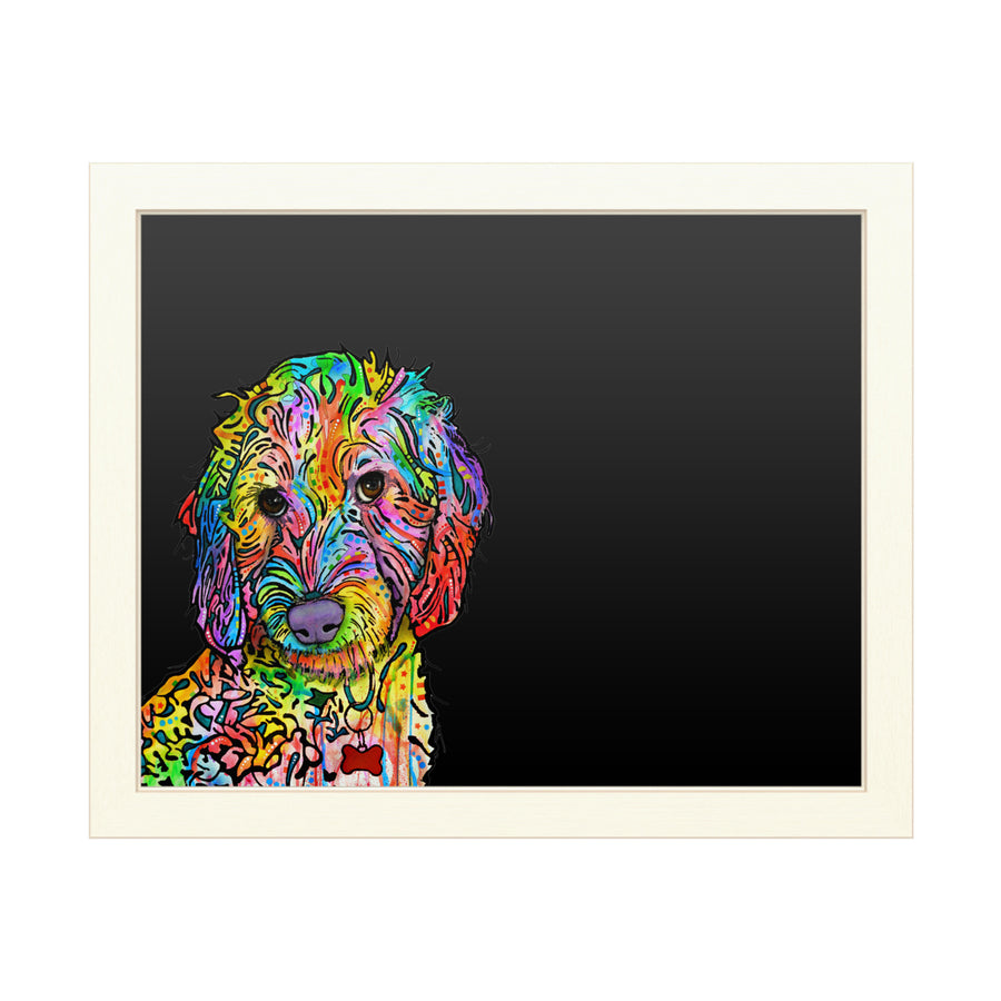 16 x 20 Chalk Board with Printed Artwork - Dean Russo Sweet Poodle White Board - Ready to Hang Chalkboard Image 1