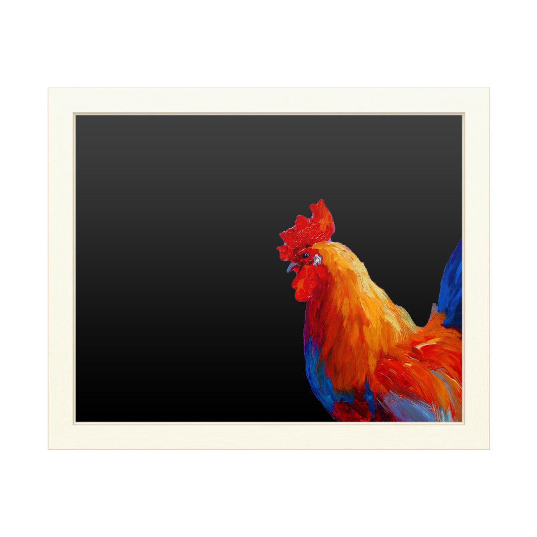 16 x 20 Chalk Board with Printed Artwork - Marion Rose Rooster Bob 1 White Board - Ready to Hang Chalkboard Image 1