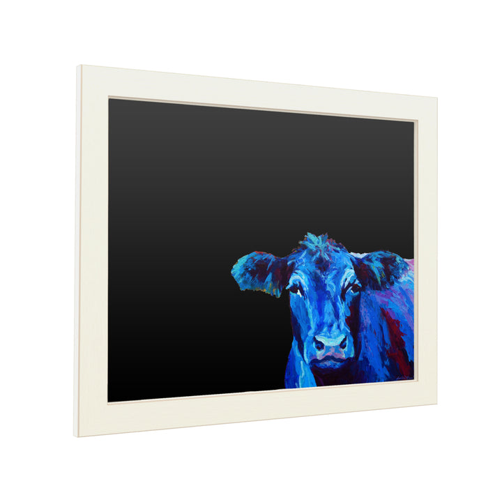 16 x 20 Chalk Board with Printed Artwork - Marion Rose Blue Cow White Board - Ready to Hang Chalkboard Image 2