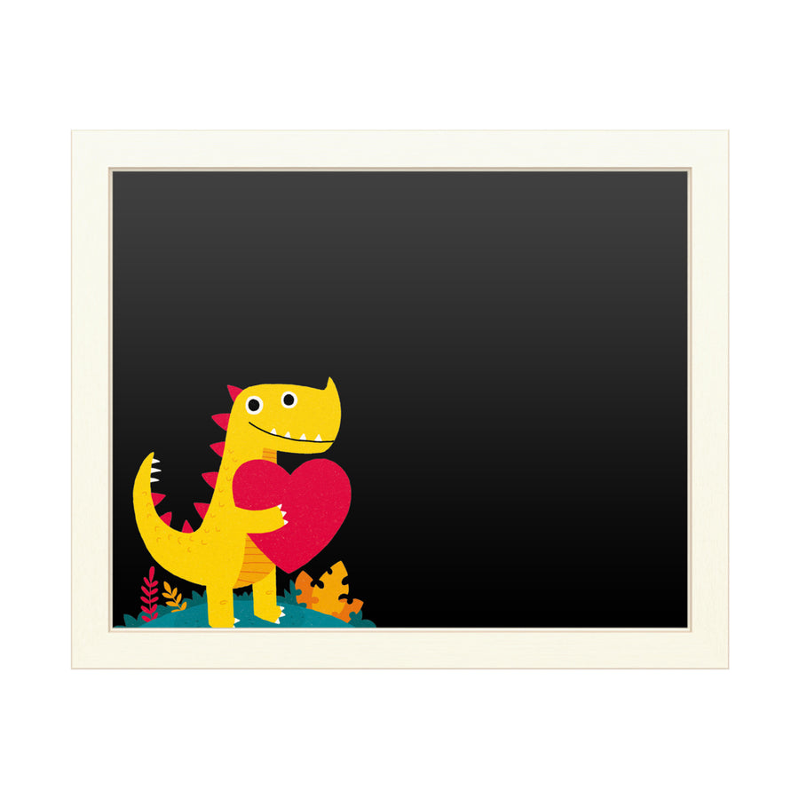 16 x 20 Chalk Board with Printed Artwork - Michael Buxton Dino Love White Board - Ready to Hang Chalkboard Image 1