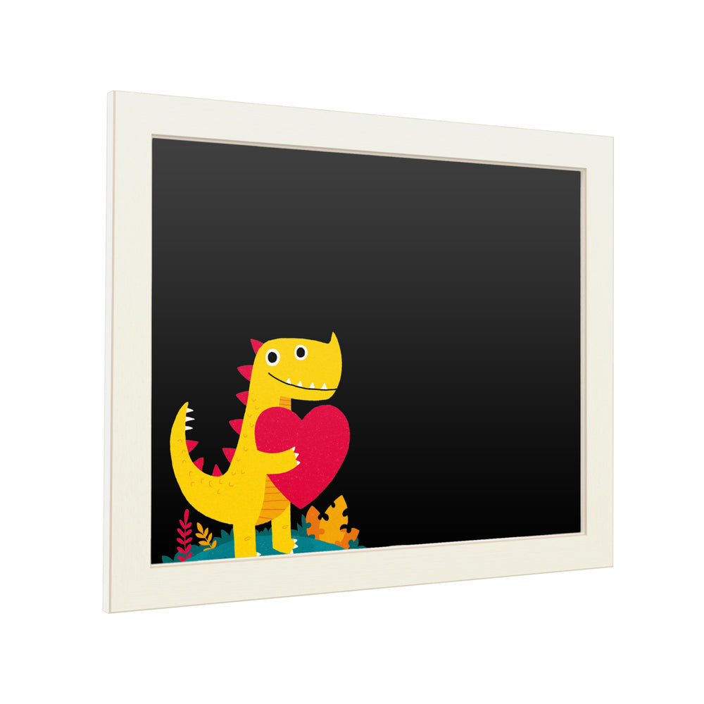 16 x 20 Chalk Board with Printed Artwork - Michael Buxton Dino Love White Board - Ready to Hang Chalkboard Image 2