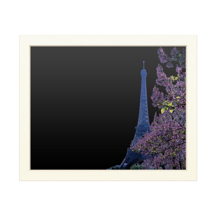 16 x 20 Chalk Board with Printed Artwork - Kathy Yates Eiffel Tower with Blossoms White Board - Ready to Hang Chalkboard Image 1