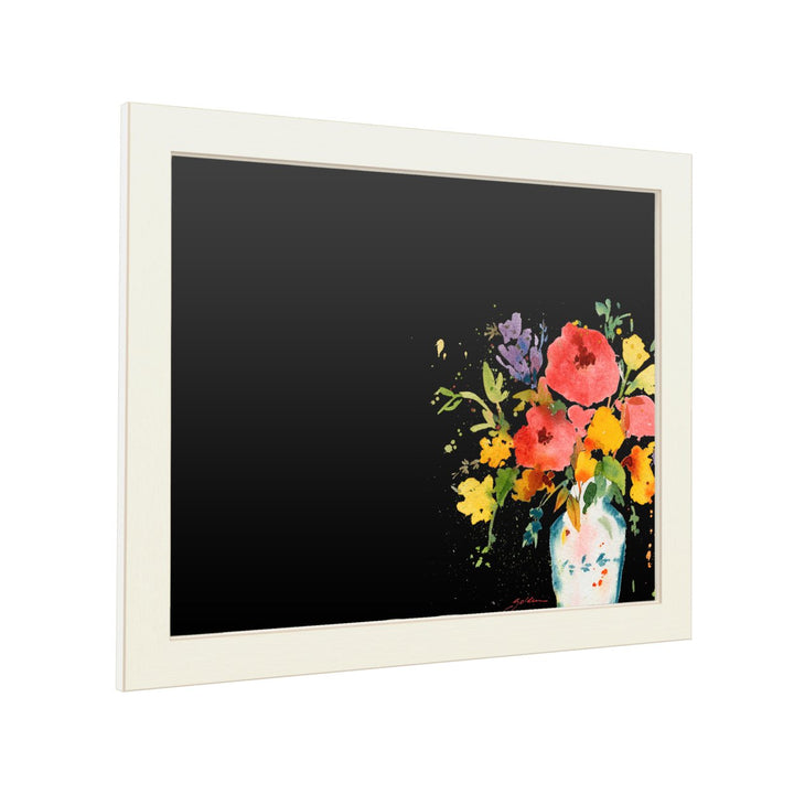 16 x 20 Chalk Board with Printed Artwork - Sheila Golden White Vase with Bright Flowers White Board - Ready to Hang Image 2