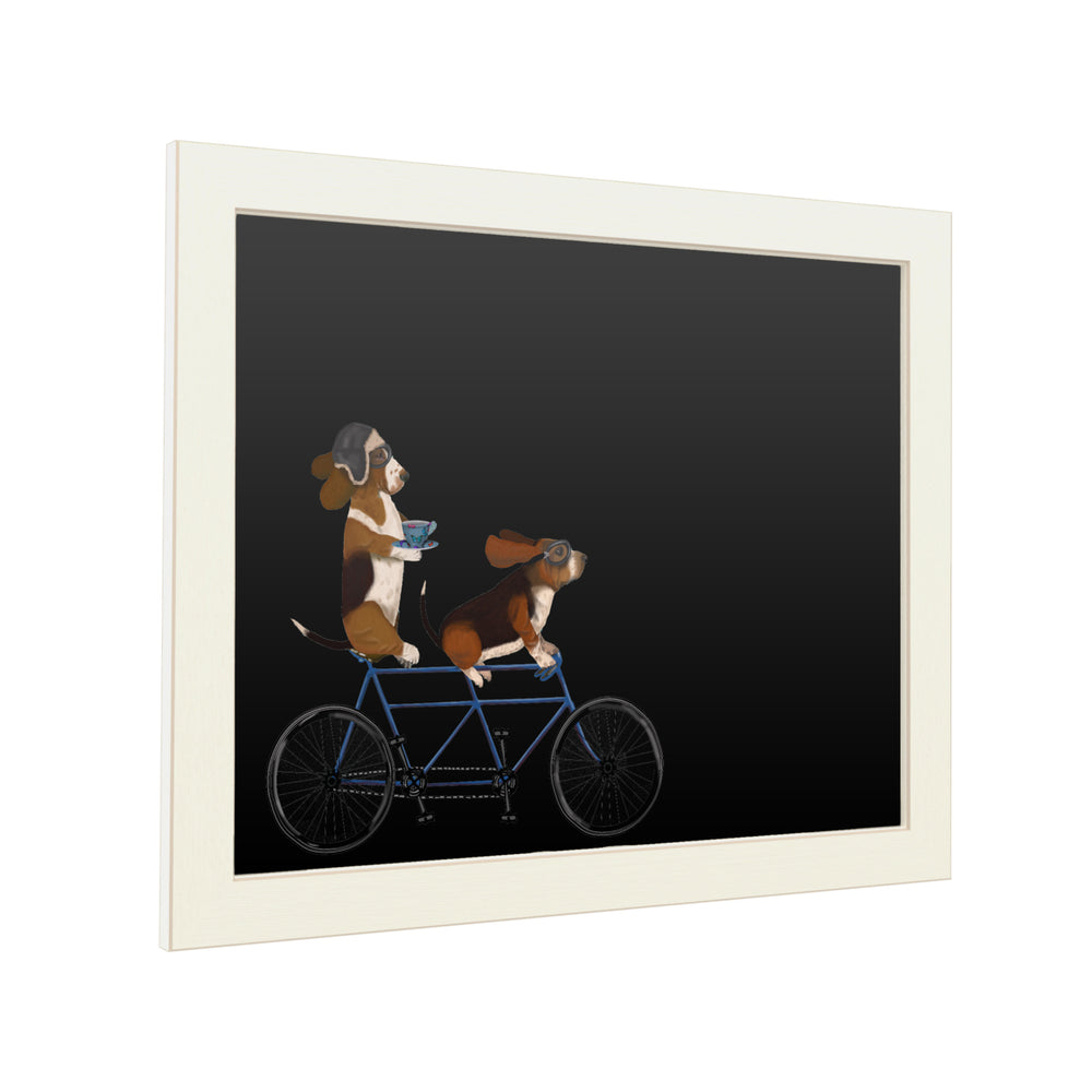 16 x 20 Chalk Board with Printed Artwork - Fab Funky Basset Hound Tandem White Board - Ready to Hang Chalkboard Image 2