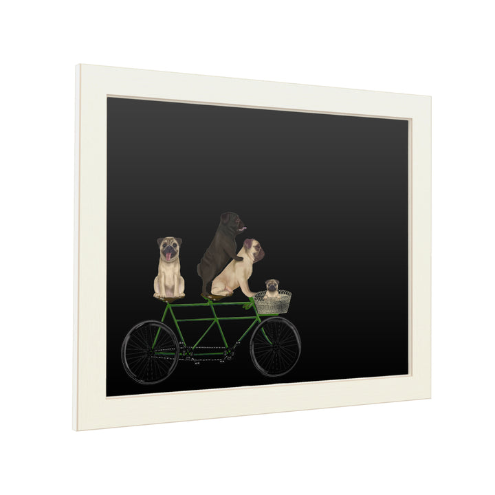 16 x 20 Chalk Board with Printed Artwork - Fab Funky Pug Tandem White Board - Ready to Hang Chalkboard Image 2