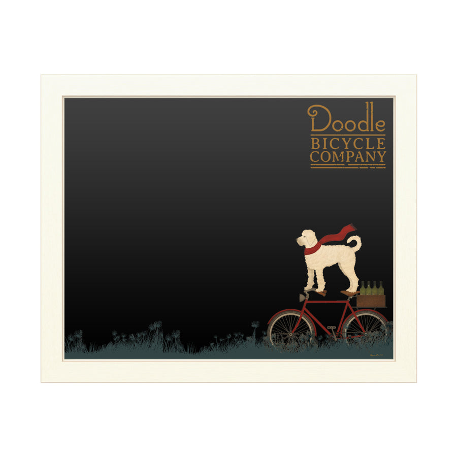 16 x 20 Chalk Board with Printed Artwork - Ryan Fowler White Doodle on Bike Summer White Board - Ready to Hang Image 1