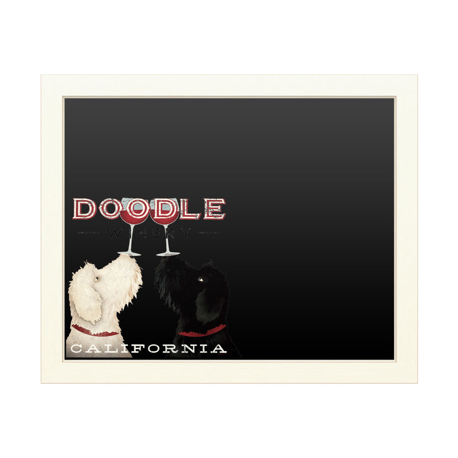 16 x 20 Chalk Board with Printed Artwork - Ryan Fowler Doodle Wine White Board - Ready to Hang Chalkboard Image 1