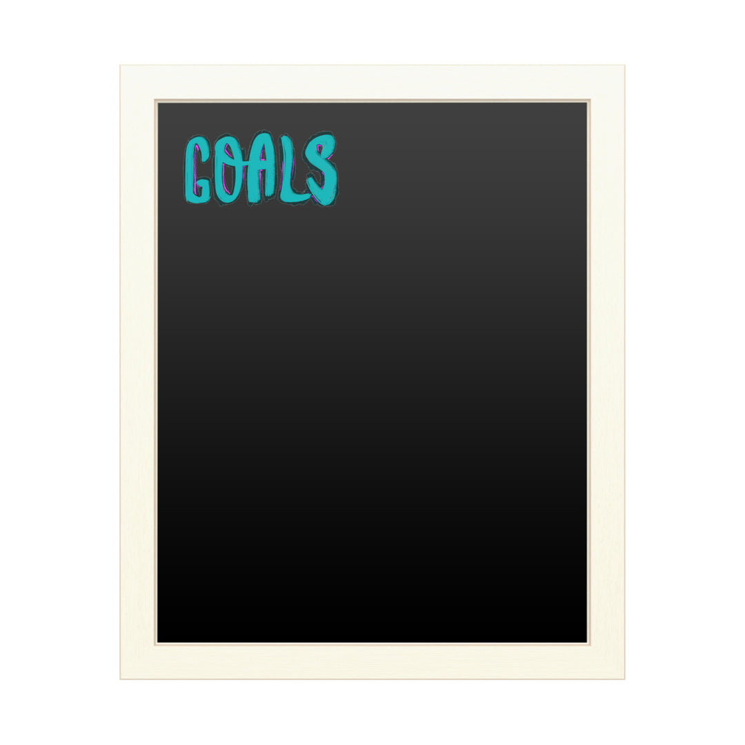 16 x 20 Chalk Board with Printed Artwork - Goals Script White Board - Ready to Hang Chalkboard Image 1