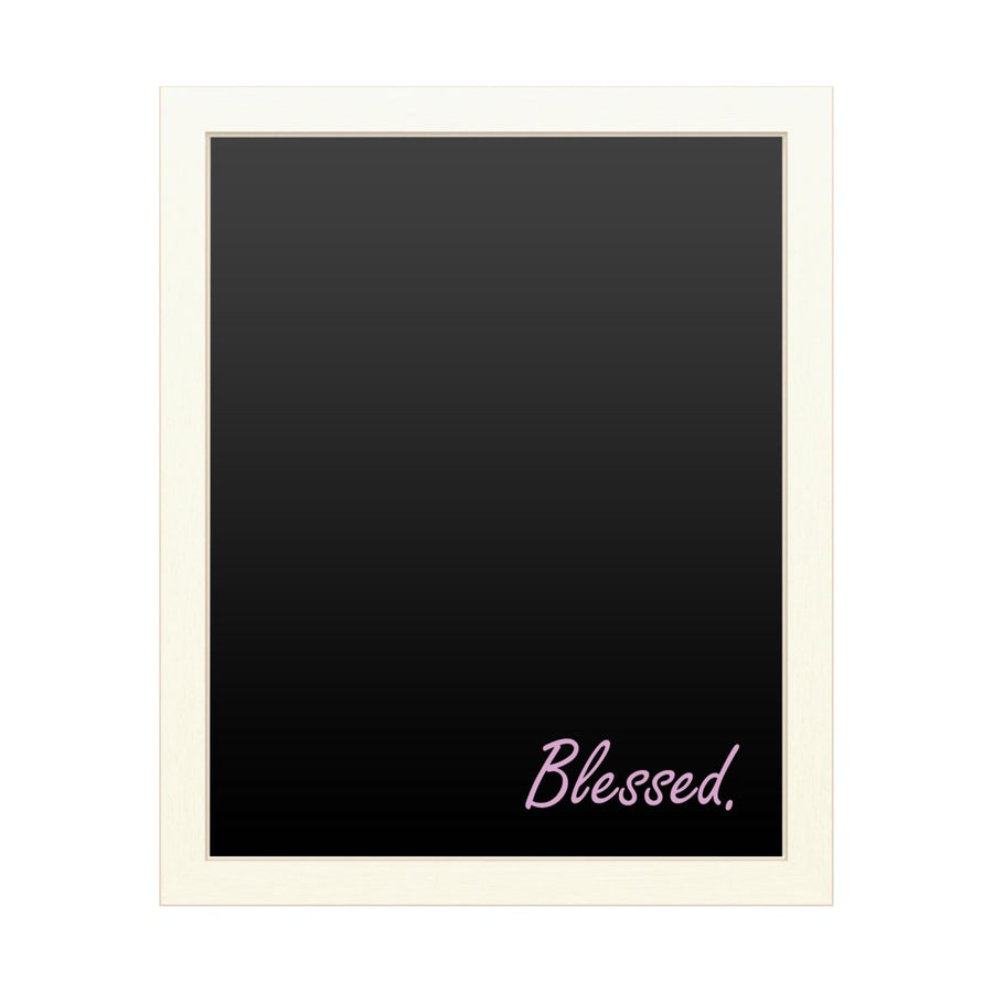 16 x 20 Chalk Board with Printed Artwork - Blessed Script Pink White Board - Ready to Hang Chalkboard Image 1