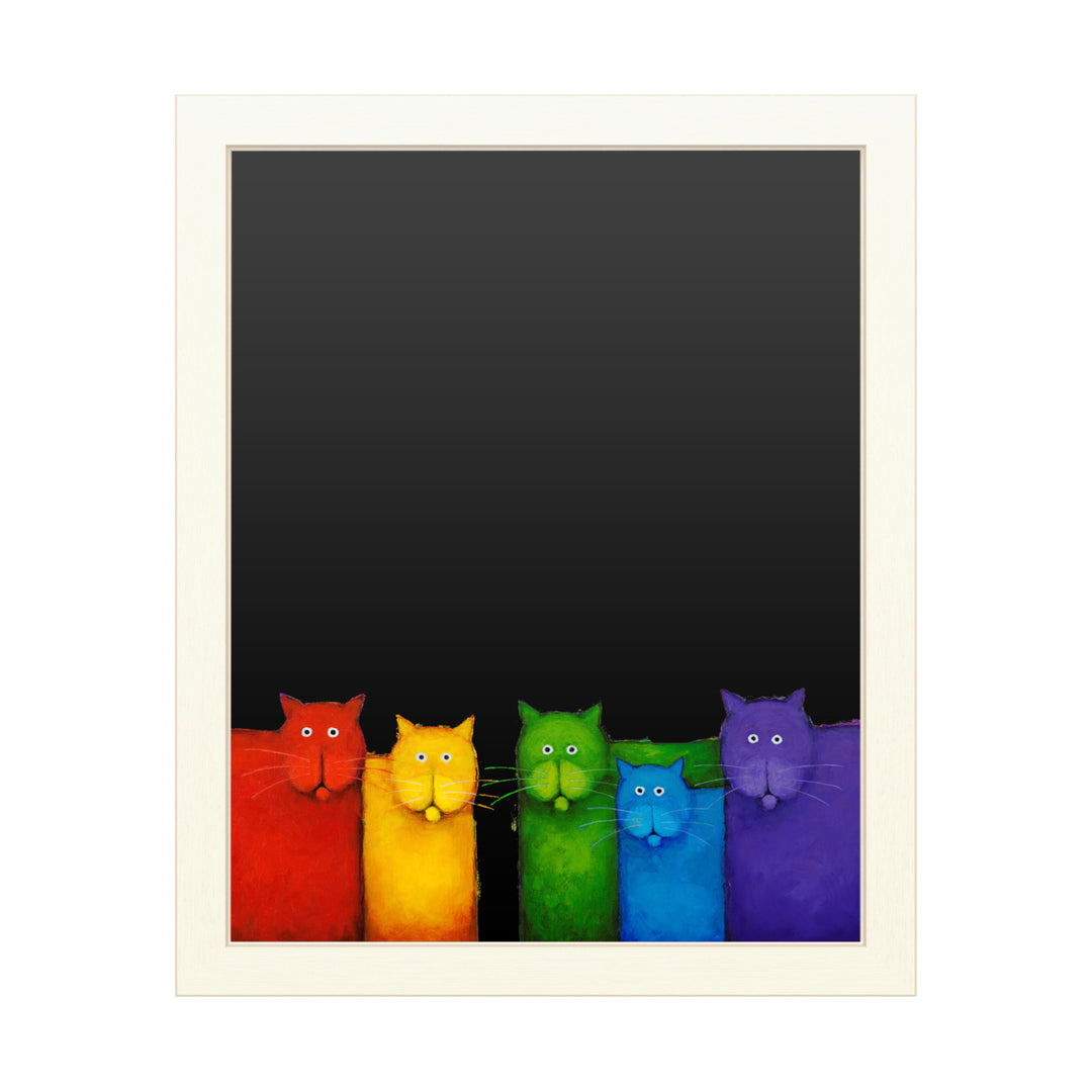 16 x 20 Chalk Board with Printed Artwork - Daniel Patrick Kessler Rainbow Cats White Board - Ready to Hang Chalkboard Image 1