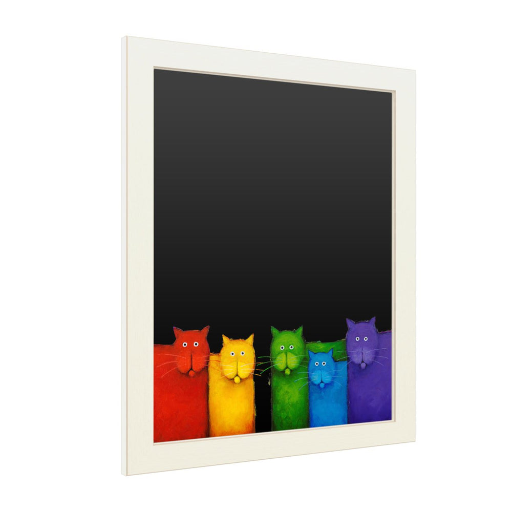 16 x 20 Chalk Board with Printed Artwork - Daniel Patrick Kessler Rainbow Cats White Board - Ready to Hang Chalkboard Image 2