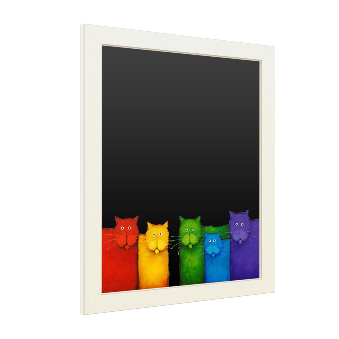 16 x 20 Chalk Board with Printed Artwork - Daniel Patrick Kessler Rainbow Cats White Board - Ready to Hang Chalkboard Image 2