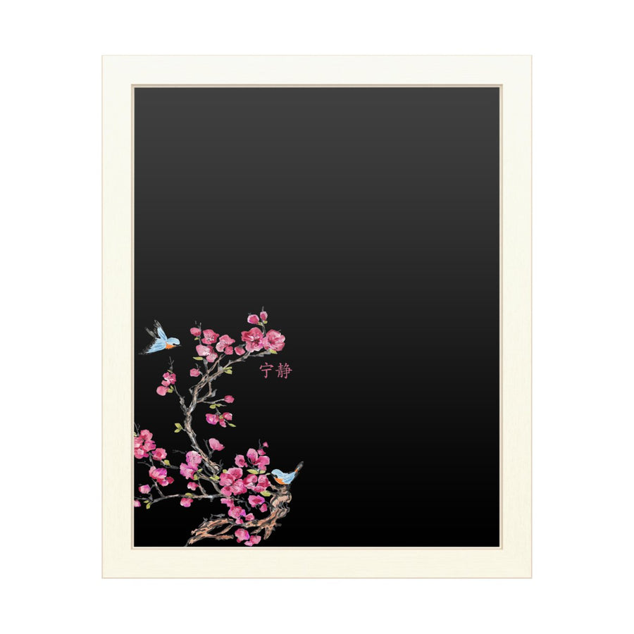 16 x 20 Chalk Board with Printed Artwork - Jean Plout Cherry Blossom Serenity Birds White Board - Ready to Hang Image 1