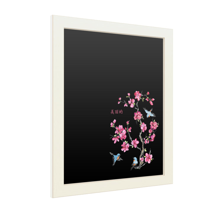 16 x 20 Chalk Board with Printed Artwork - Jean Plout Cherry Blossom Beautiful Birds White Board - Ready to Hang Image 2