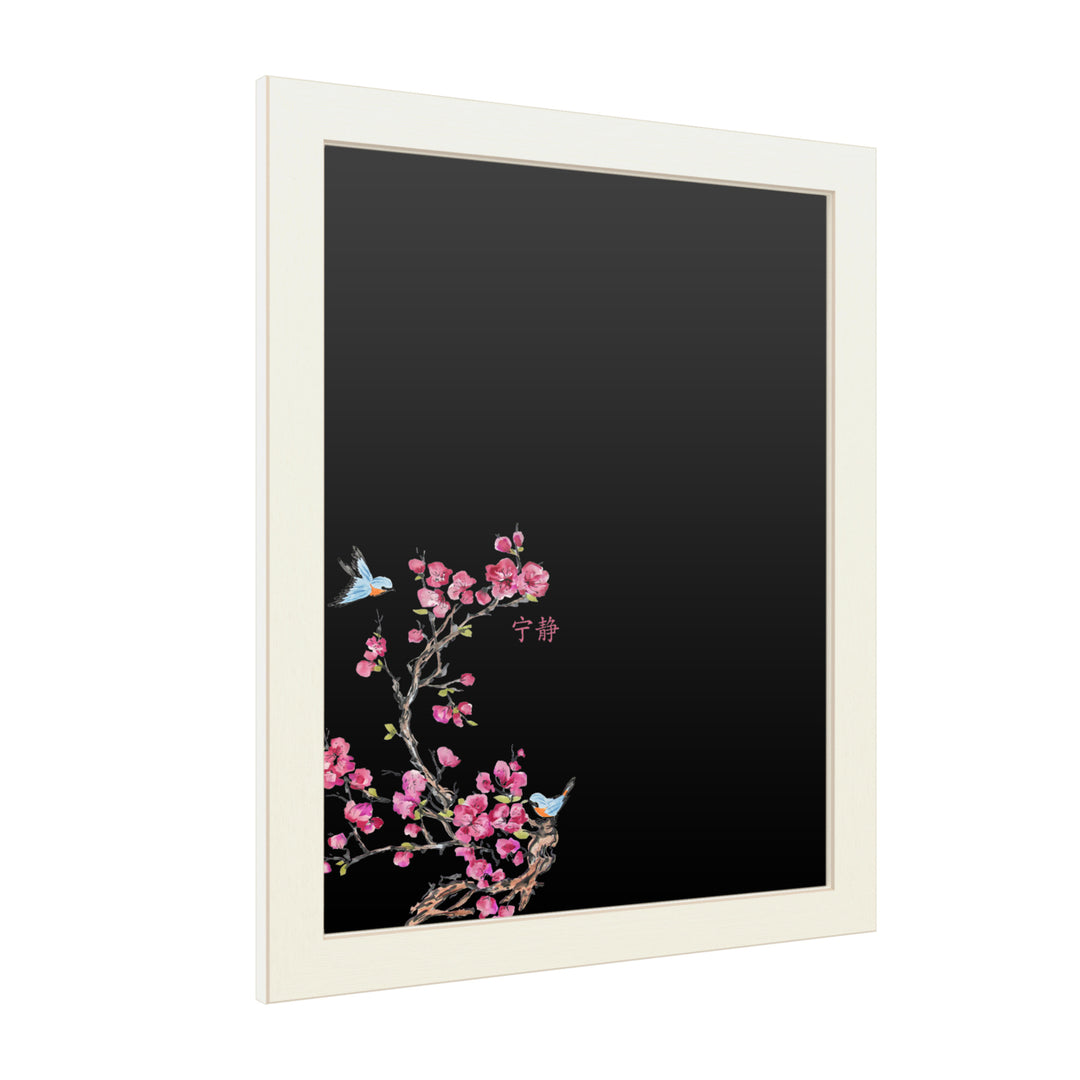 16 x 20 Chalk Board with Printed Artwork - Jean Plout Cherry Blossom Serenity Birds White Board - Ready to Hang Image 2