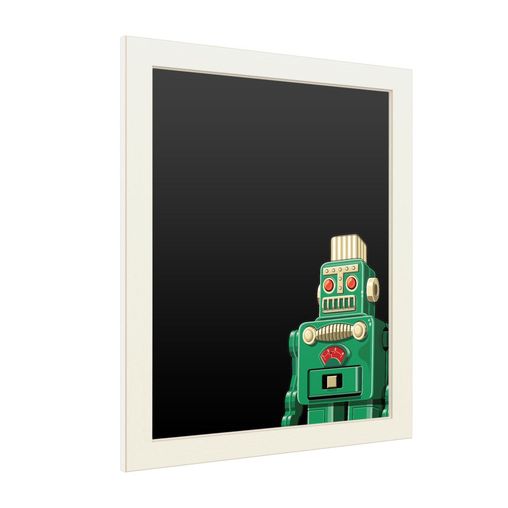 16 x 20 Chalk Board with Printed Artwork - Ron Magnes Vintage Green Robot White Board - Ready to Hang Chalkboard Image 2