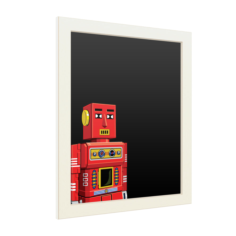 16 x 20 Chalk Board with Printed Artwork - Ron Magnes Vintage Red Robot White Board - Ready to Hang Chalkboard Image 2