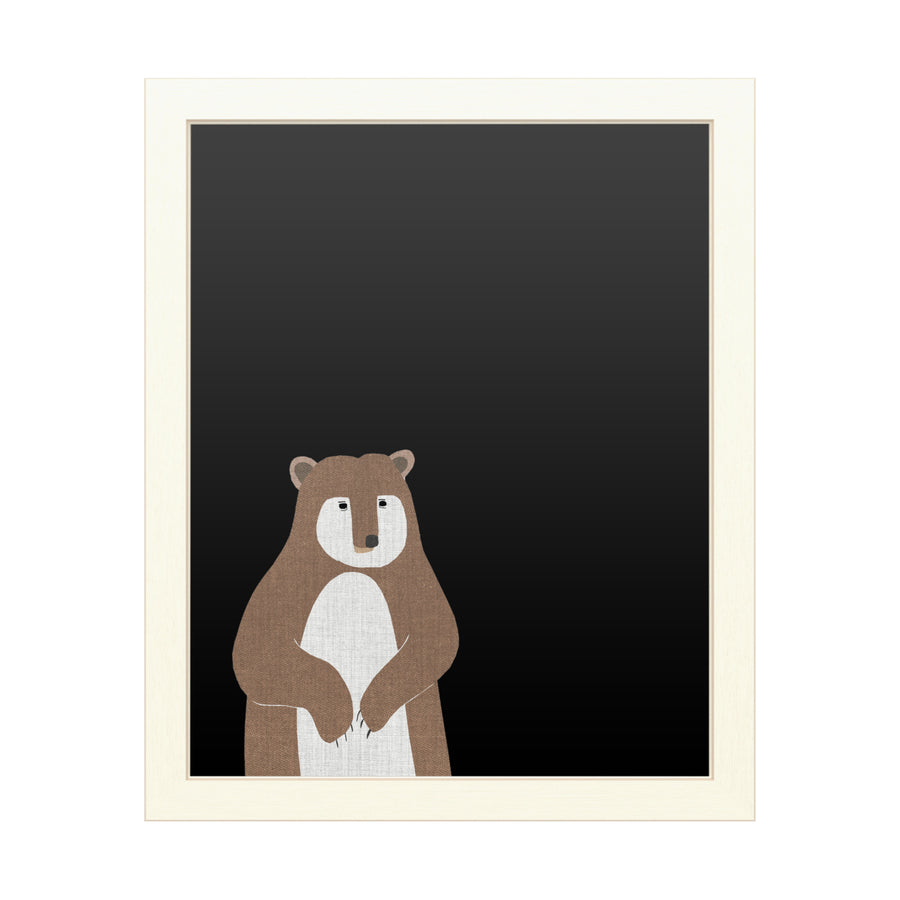 16 x 20 Chalk Board with Printed Artwork - Annie Bailey Art Brown Bear Linen White Board - Ready to Hang Chalkboard Image 1