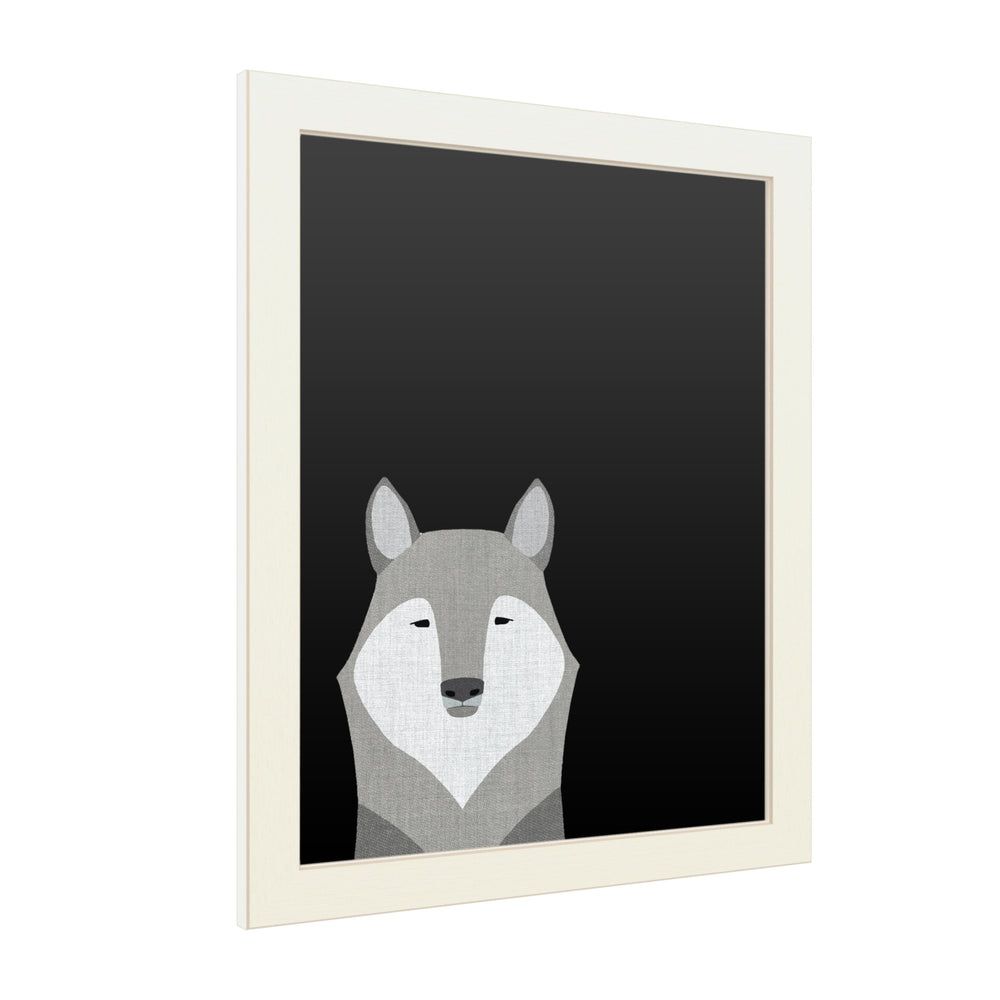 16 x 20 Chalk Board with Printed Artwork - Annie Bailey Art Gray Wolf White Board - Ready to Hang Chalkboard Image 2