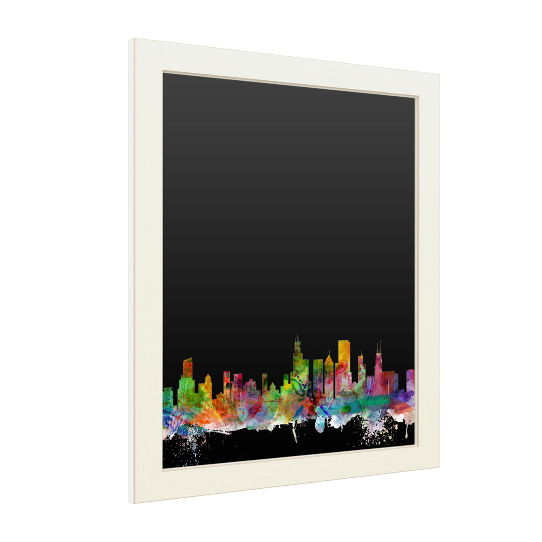 16 x 20 Chalk Board with Printed Artwork - Michael Tompsett Chicago Illinois Skyline White Board - Ready to Hang Image 2