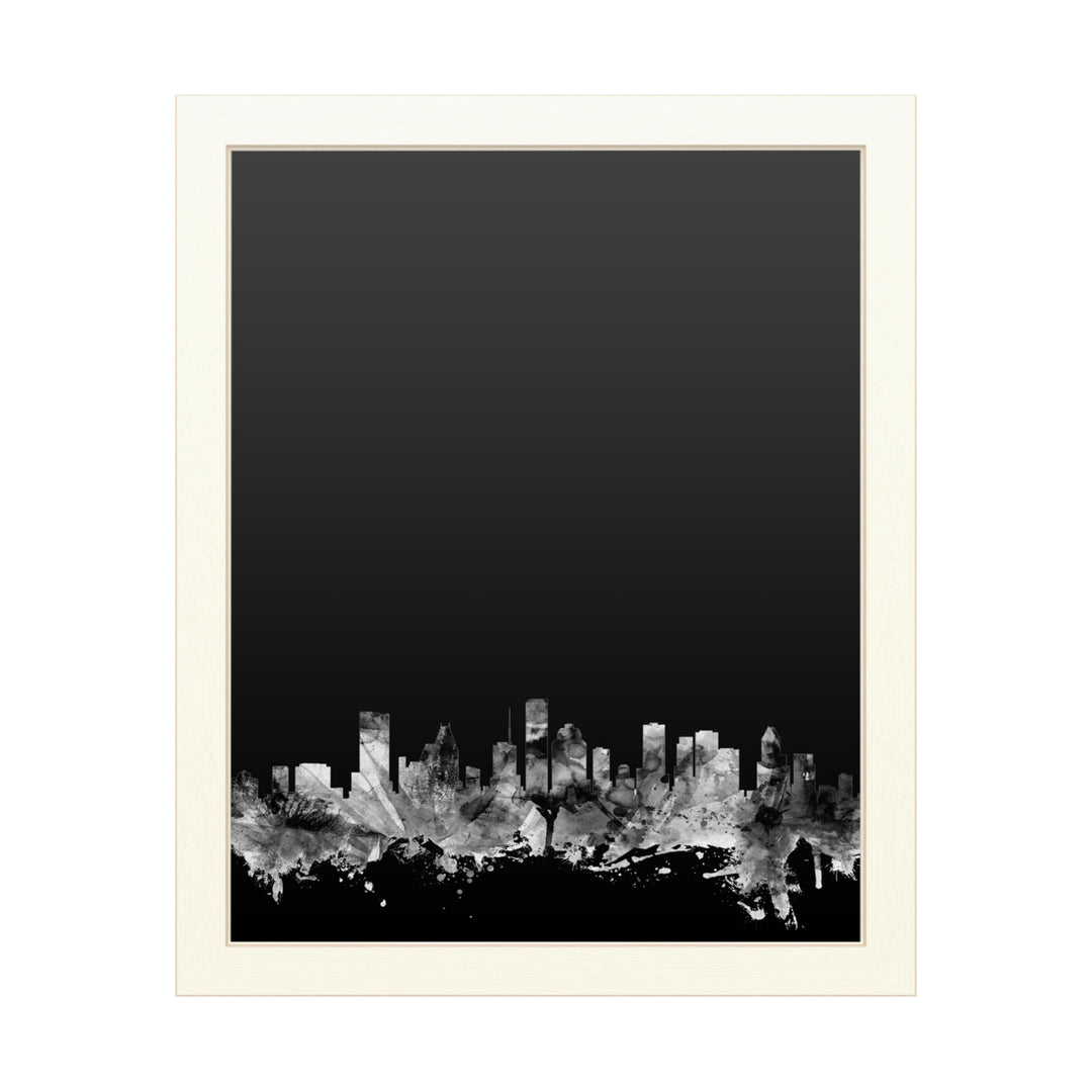 16 x 20 Chalk Board with Printed Artwork - Michael Tompsett Houston Texas Skyline BandW White Board - Ready to Hang Image 1