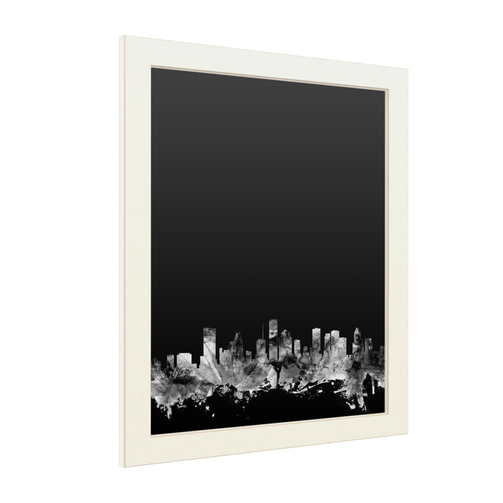 16 x 20 Chalk Board with Printed Artwork - Michael Tompsett Houston Texas Skyline BandW White Board - Ready to Hang Image 2