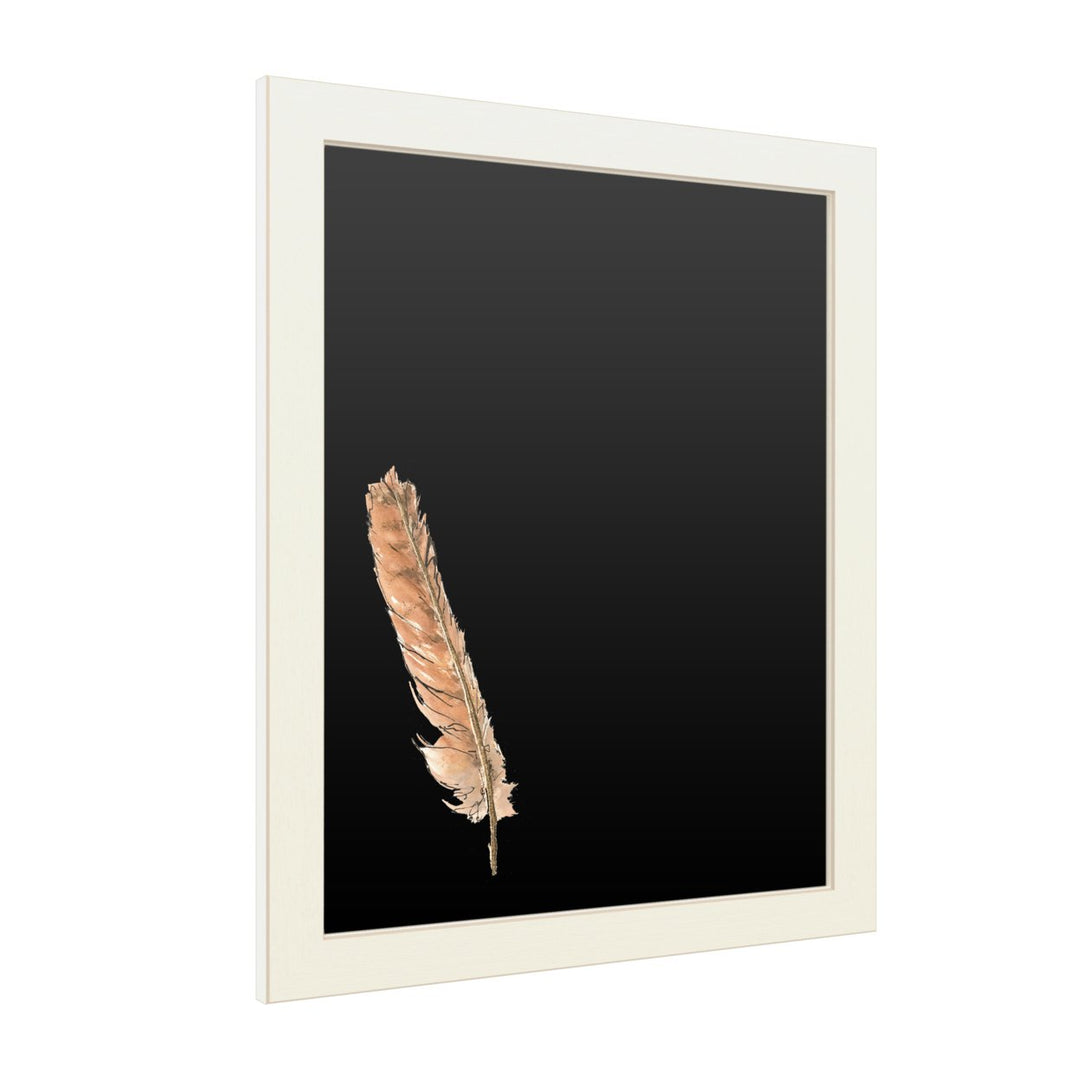 16 x 20 Chalk Board with Printed Artwork - Chris Paschke Gold Feathers Ii White Board - Ready to Hang Chalkboard Image 2