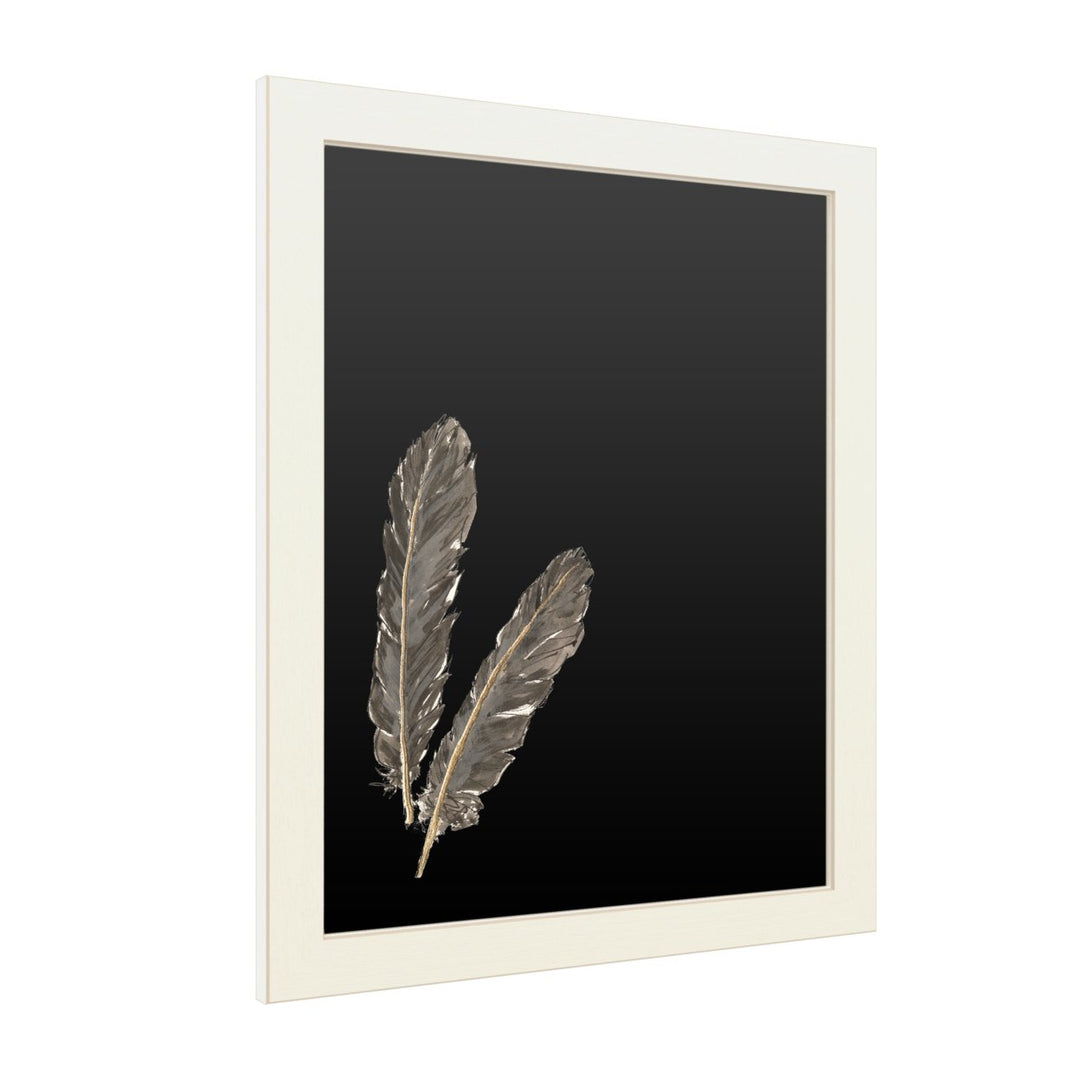 16 x 20 Chalk Board with Printed Artwork - Chris Paschke Gold Feathers Iv White Board - Ready to Hang Chalkboard Image 2