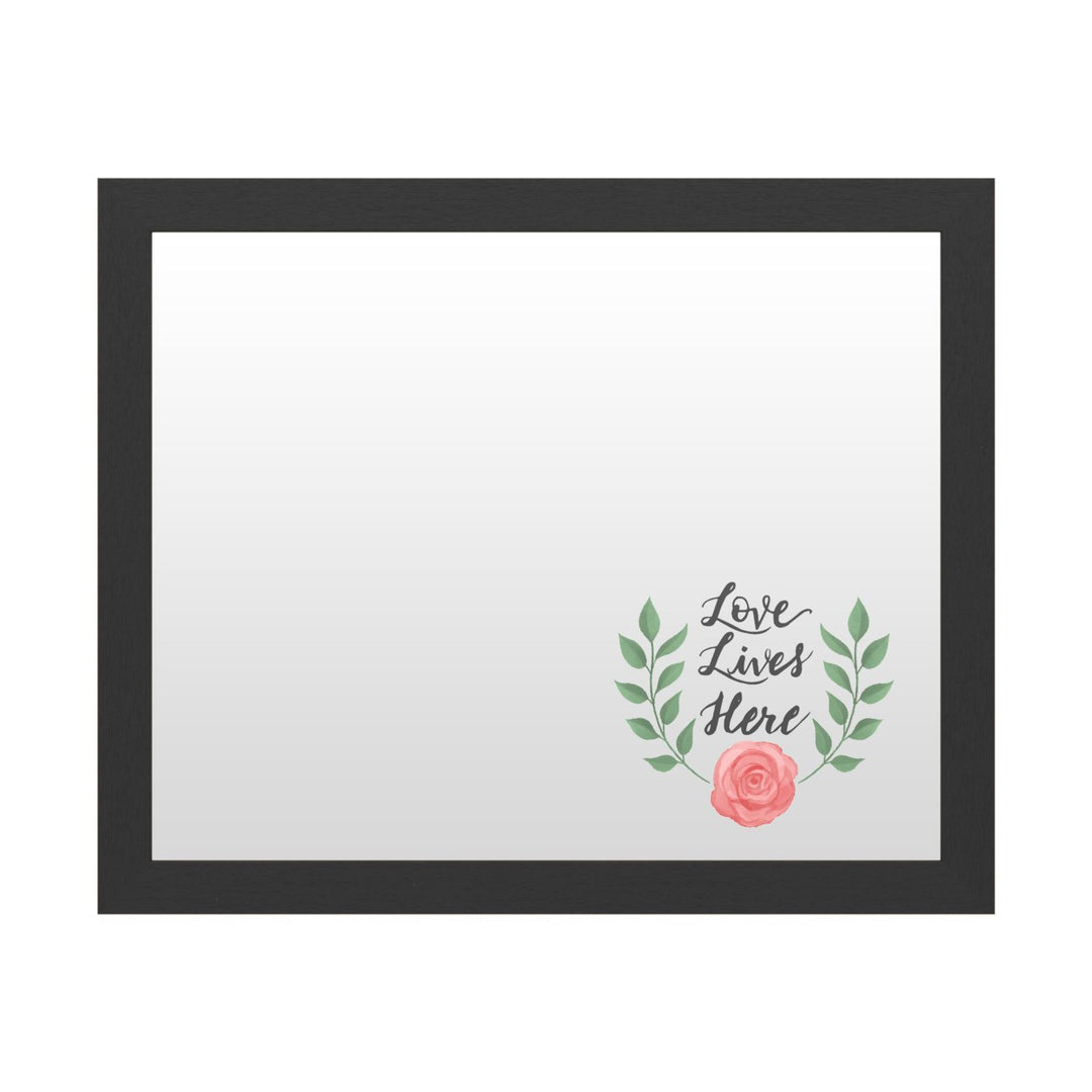 Dry Erase 16 x 20 Marker Board with Printed Artwork - Love Lives Here White Board - Ready to Hang Image 1