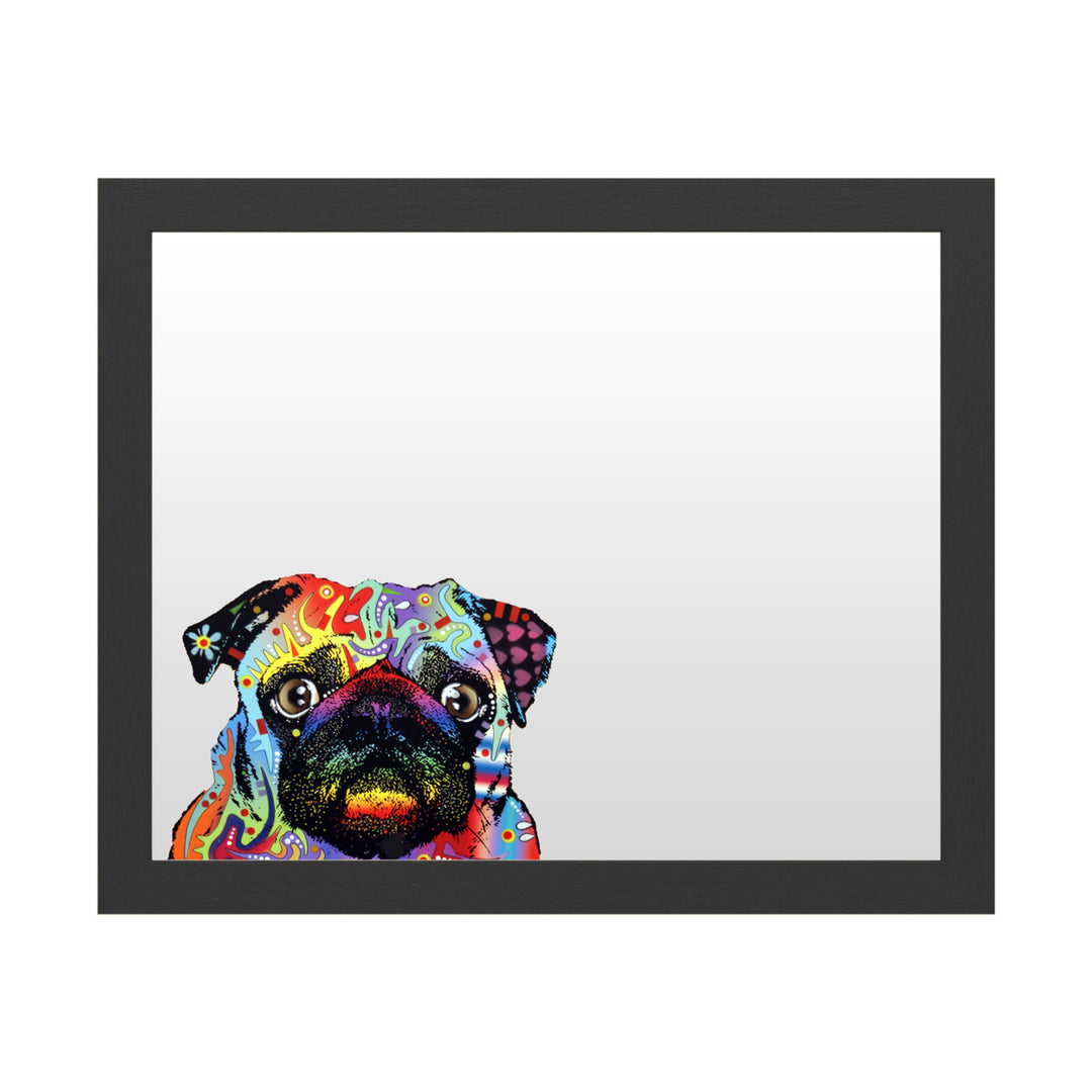 Dry Erase 16 x 20 Marker Board with Printed Artwork - Dean Russo Pug White Board - Ready to Hang Image 1