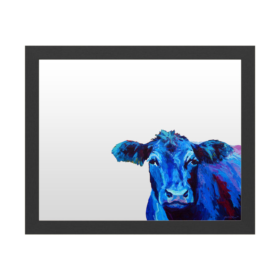 Dry Erase 16 x 20 Marker Board  with Printed Artwork - Marion Rose Blue Cow White Board - Ready to Hang Image 1