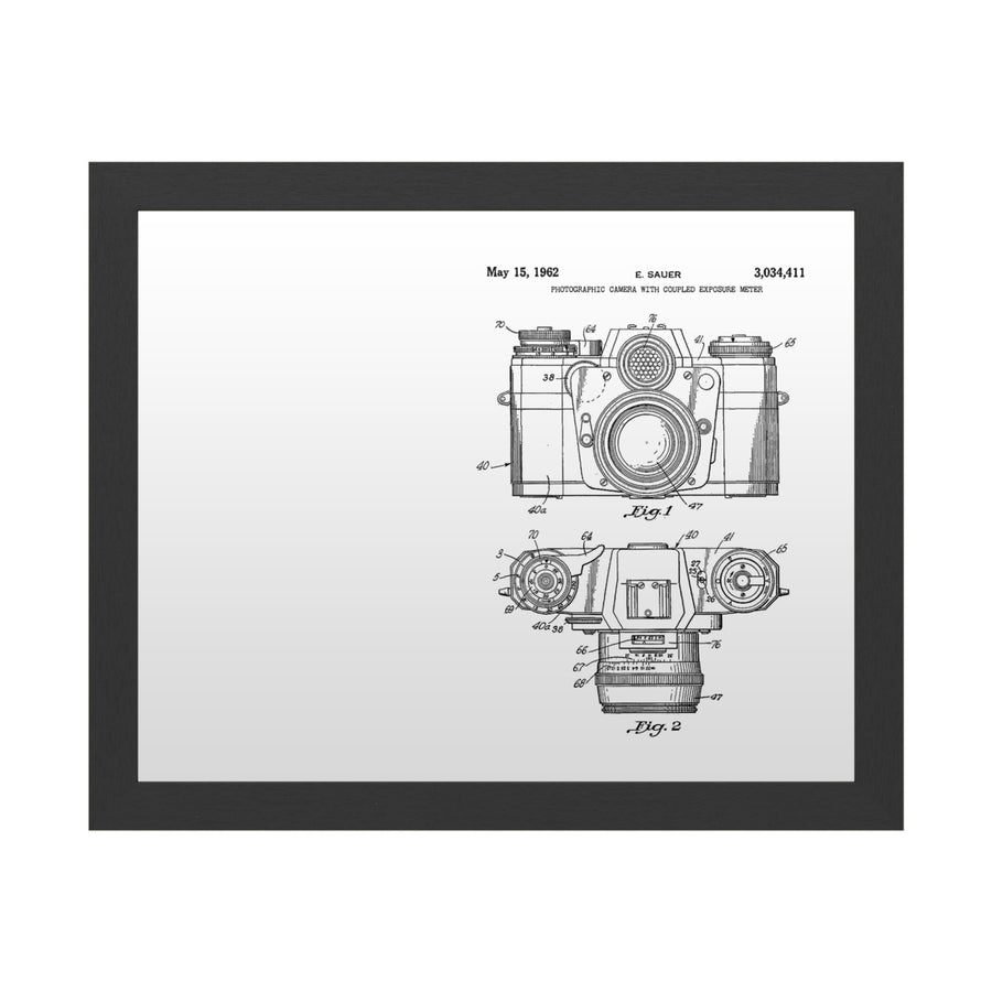 Dry Erase 16 x 20 Marker Board with Printed Artwork - Claire Doherty Photographic Camera Patent 1962 White Board - Ready Image 1