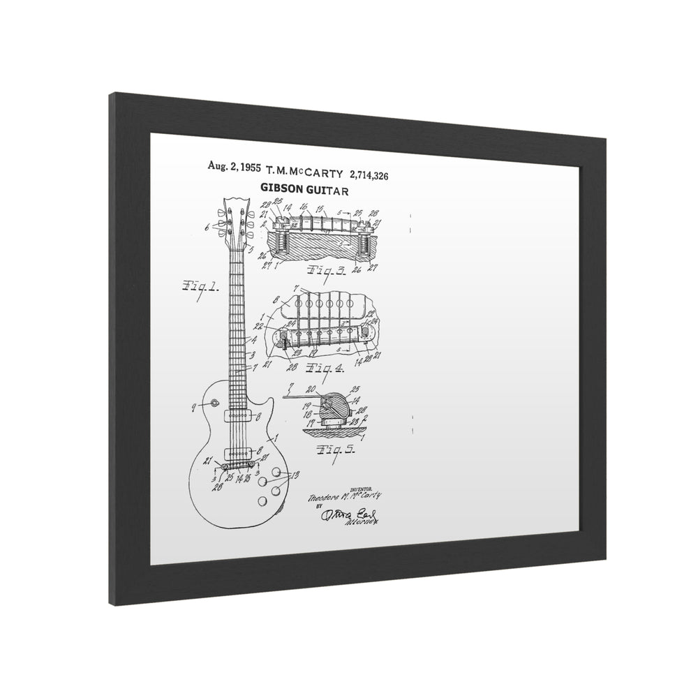 Dry Erase 16 x 20 Marker Board  with Printed Artwork - Claire Doherty 1955 Mccarty Gibson Guitar Patent Black White Image 2